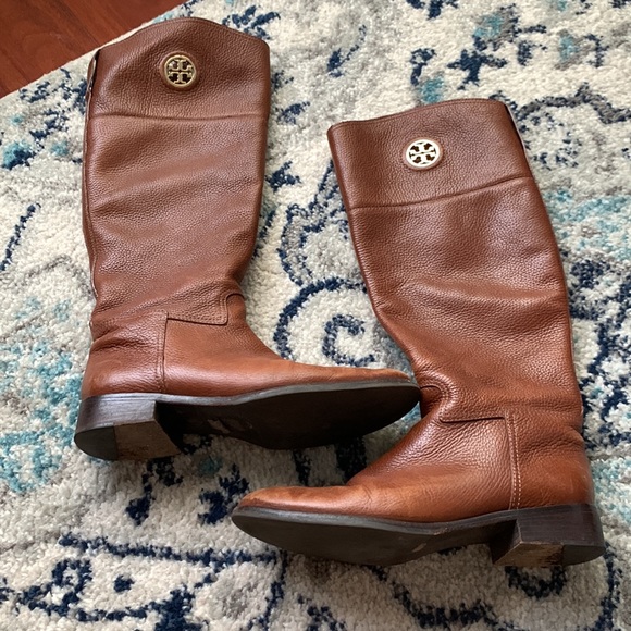 Tory Burch Brown Leather Riding Boots Size 9 1/2 - Picture 2 of 5